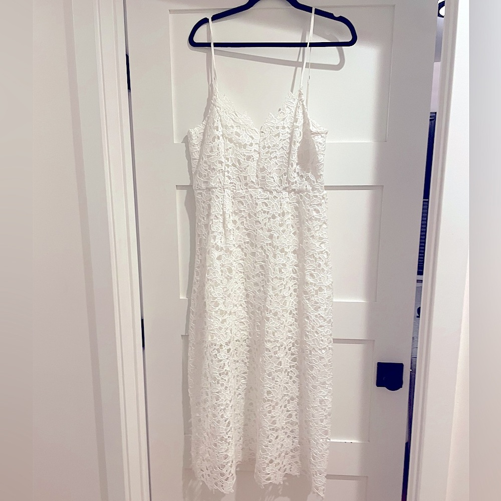 Jun & Ivy White Midi Lace Floral Dress